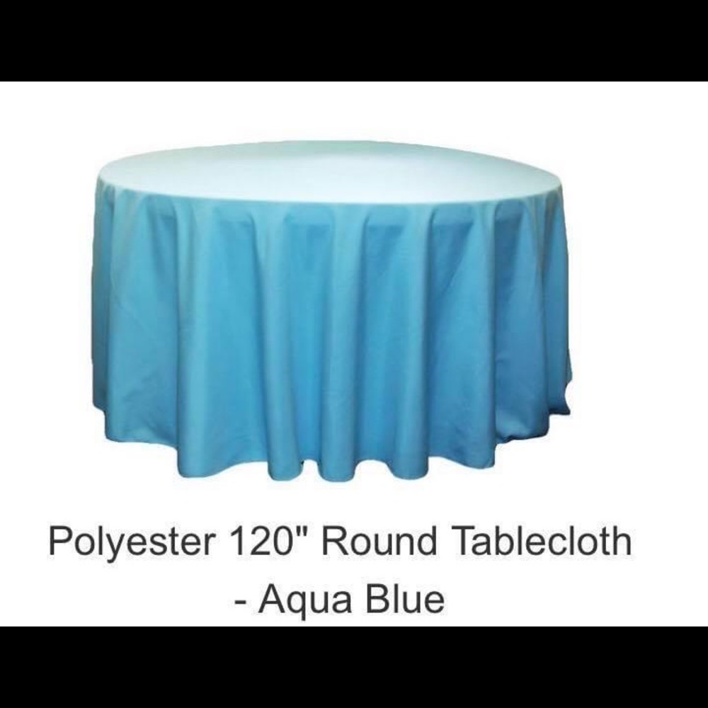 Turquoise Aqua Blue Round Linen Tablecloths 120” & 108”